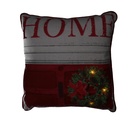 Squared red garland fabric cushion with led cm40x40