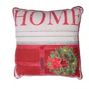 Squared red garland fabric cushion with led cm40x40