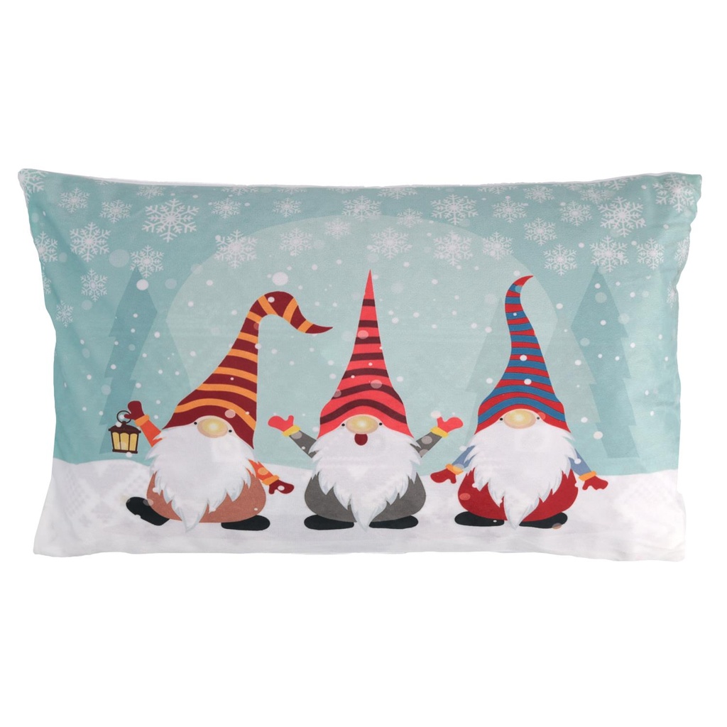 Cuscino tessuto gnomi led azzurro cm30x50