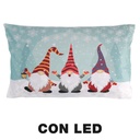 Cuscino tessuto gnomi led azzurro cm30x50