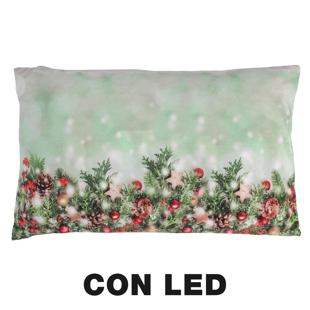 Cuscino tessuto rami led azzurro cm30x50
