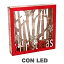 Red led wood decoration cm22x4,5h22