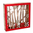 Red led wood decoration cm22x4,5h22