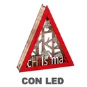Triangular red led wooden decorationcm22x4,5h20