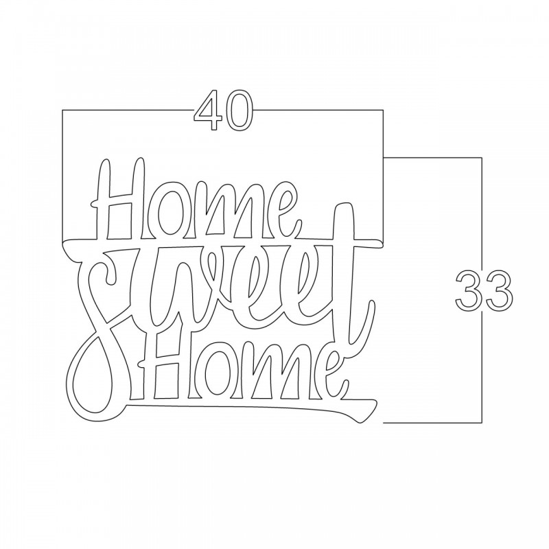 Decorazione murale home sweet home nera cm 33 x 40 h