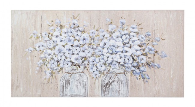 Dipinto olio su tela floreale Village cm 120 x 2,8 x 60