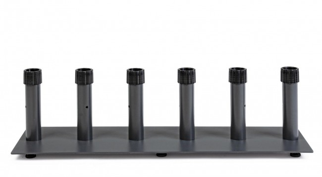 Display 6 posti porta ombrellone metallo grigio scuro cm 100 x 30 x 26