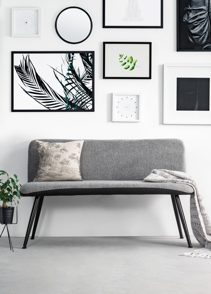 Divano 2 posti tessuto grigio Louis cm 142 x 47 x 88h