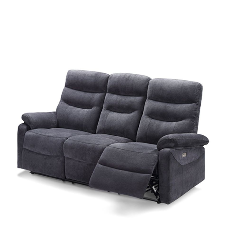 Divano 3 posti con 2 recliner elettrici grigio scuro L 198 x P 92 x H 109 cm