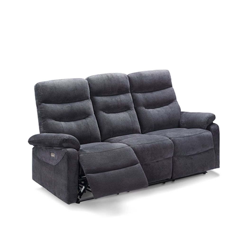 Divano 3 posti con 2 recliner elettrici grigio scuro L 198 x P 92 x H 109 cm