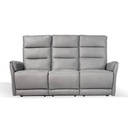 Divano 3 posti con 2 recliner elettrici in nabuk grigio chiaro  187 x 98 x 109 cm