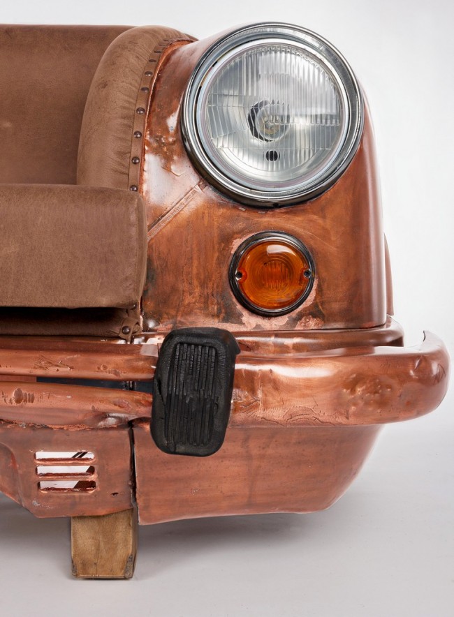 Divano Ambassador in pelle marrone 159x65x75h cm