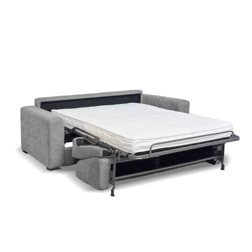 Divano Letto Kriog 3 Posti con Bracciolo Squadrato Cenere  202x96x90 cm