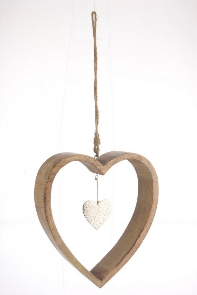2x Pendaglio Ginevra Cuore Legno