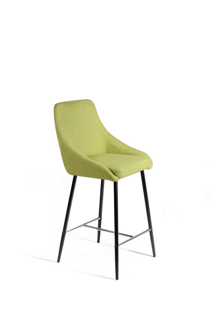 Set dai 2 Sgabelli elegante in tessuto verde chiaro con gambe in metallo nero, 46cm x 49cm x 97cm