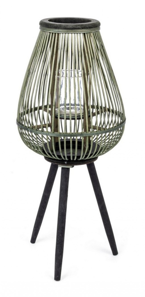 4x Lanterna Treppiede Bamboo Ver-Nero H61.5