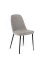 Set di 4 Sedie in Tessuto Grigio Chiaro con Gambe in Metallo Nero, 55cm x 46cm x 85cm