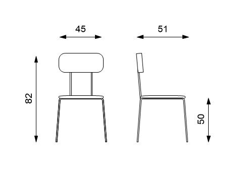 Set di 4 sedie in polipropilene con seduta bianca, 45cm x 51cm x 82cm