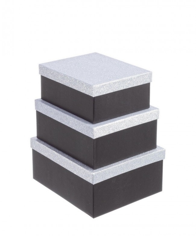 8x Set3 Scatola Glitter Nero