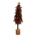 Albero legno con piume marrone 9x9x32 cm