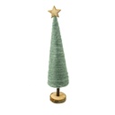 Albero in legno tessuto verde con stella tondo 9x42 cm