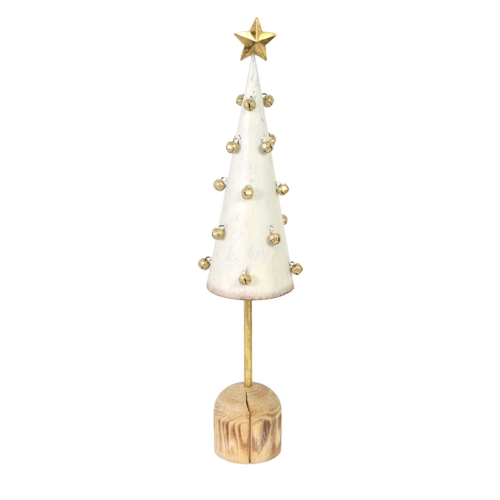 Albero Metallo Bianco con Stella Oro 7x7x33 cm