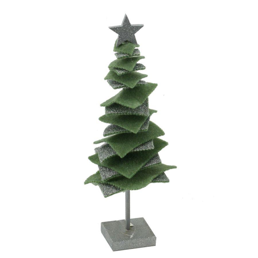 Albero tessuto verde e argento 14x14x43 cm