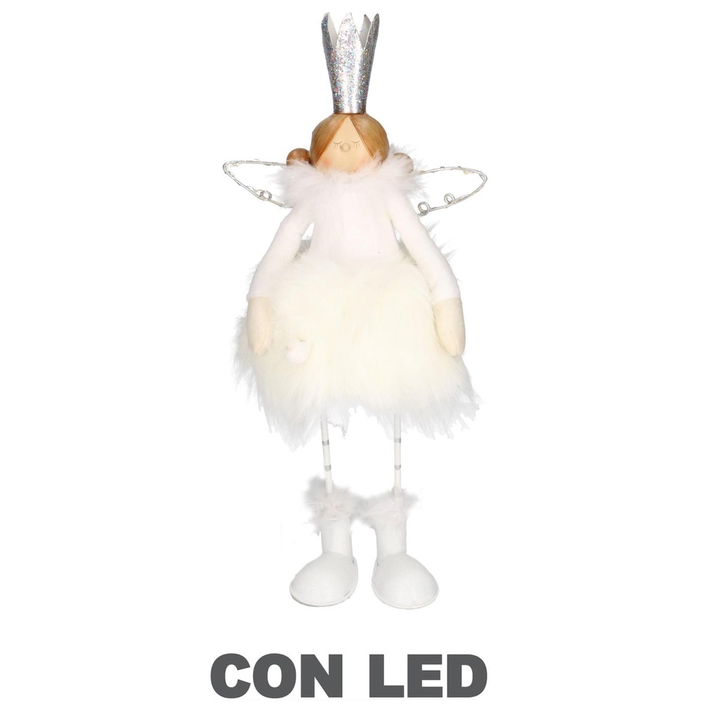 Angelo Metallo Bianco con LED 13x13x21 cm