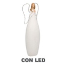 Angelo in resina bianca con LED 10x7x30 cm