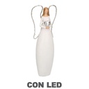 Angelo in Resina Bianco con LED e Cuore 10x5x24 cm