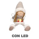 Angelo Tessuto Crema con LED e Cuore Seduto 11x18h56 cm