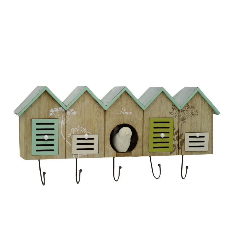 Appendino legno 5 posti 4 cassetti casette 49.5x23x9.5 cm