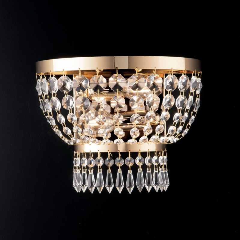 Applique imperiale in ferro e ottone Oro con stass due luci 27x h22 cm