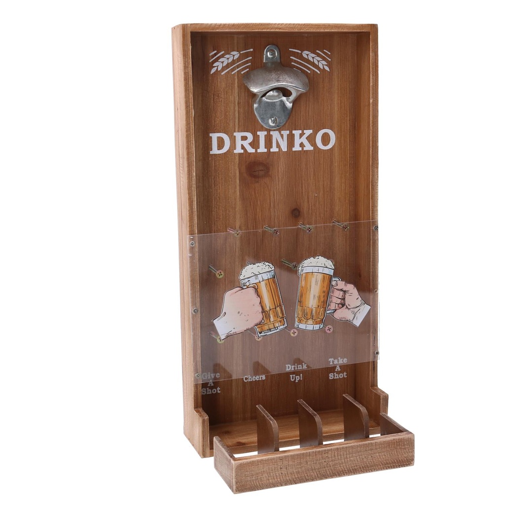 Apribottiglie in legno naturale rettangolare 19x39,5x7,5 cm