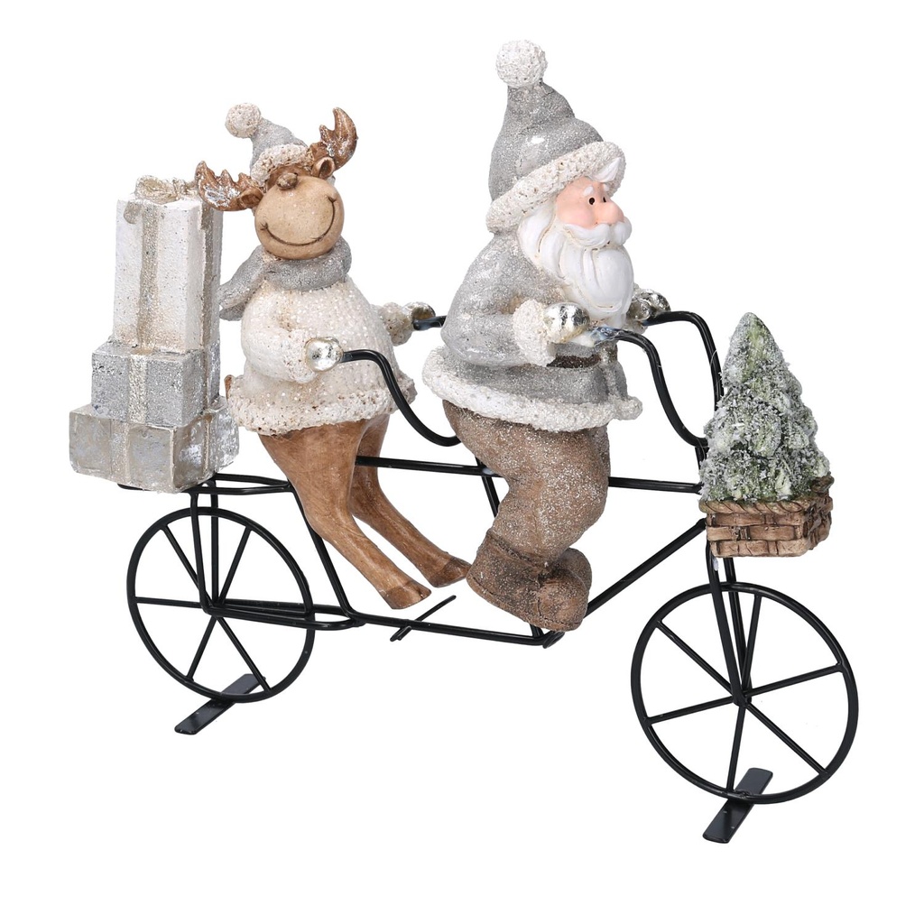 Babbo Natale in Ceramica con Renna Grigia 29,5x9,5x28 cm