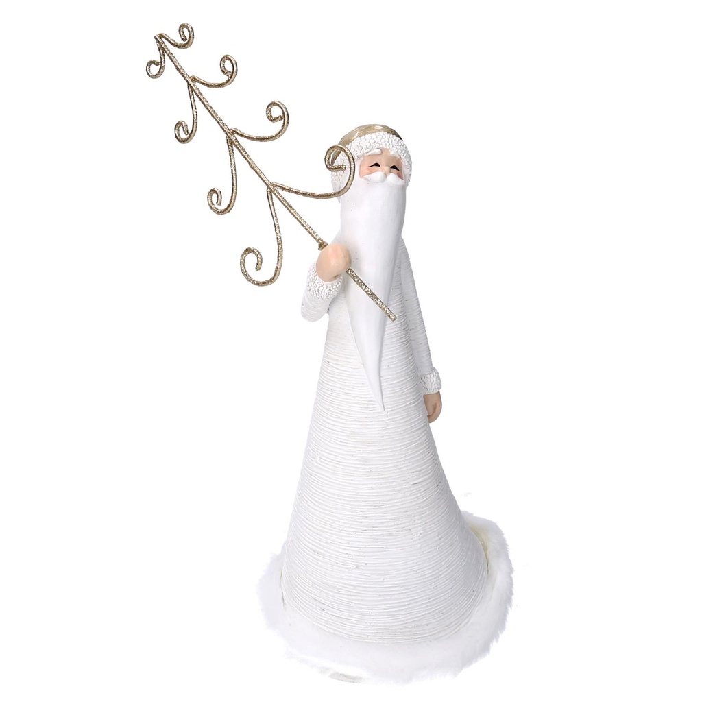 Babbo Natale in Resina con Albero Bianco 13x12x27 cm