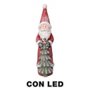 Babbo Natale Resina LED con Albero Rosso 18x19x66 cm
