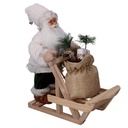 Babbo Natale Tessuto con Slitta e Regali Verde Bianco 33x12x30 cm
