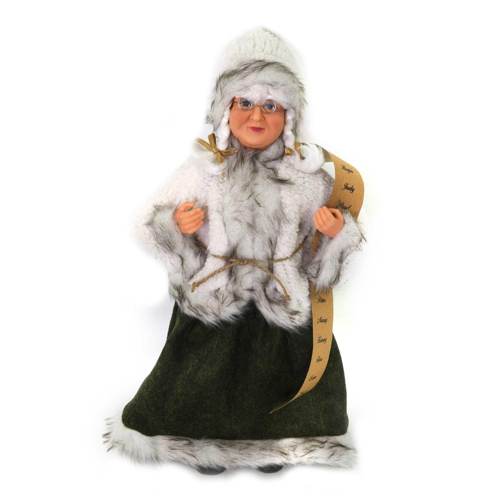 Babbo Natale Tessuto Signora con Lista Bianco 45cm