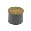 Barattolo Metallo Tappo Legno Grigio 10x10x8 cm