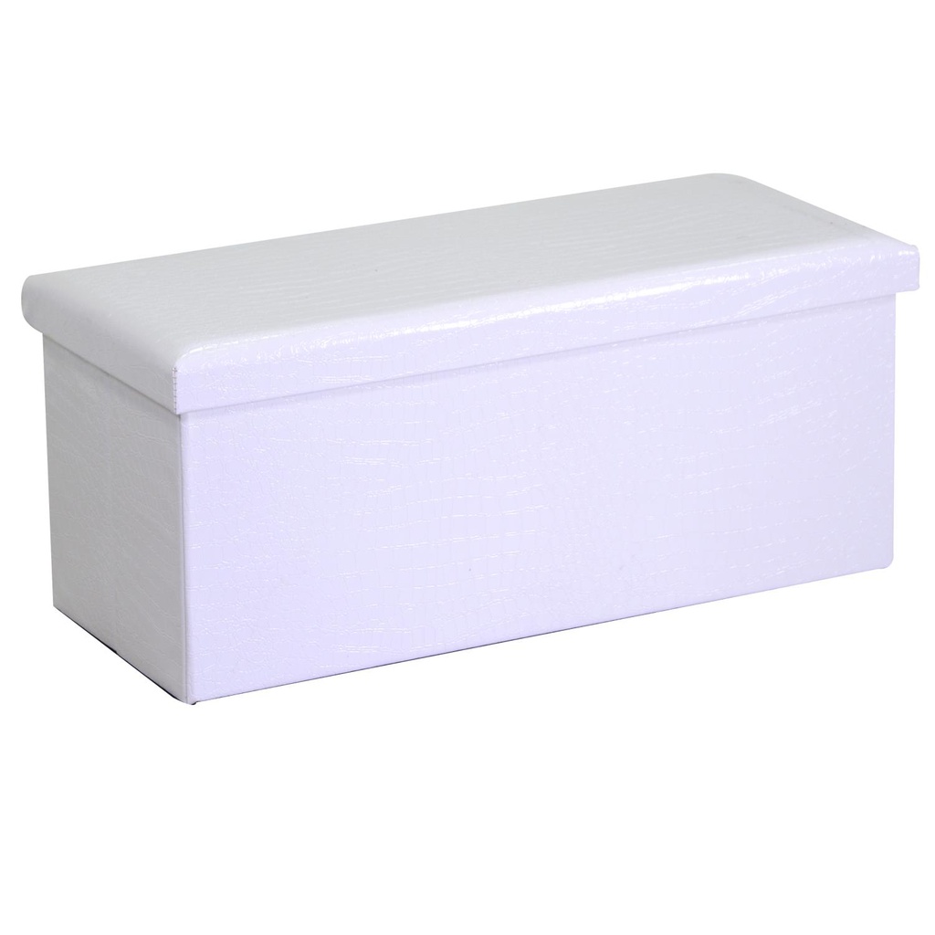 Baule ecopelle bianco rettangolare 76x40x41 cm