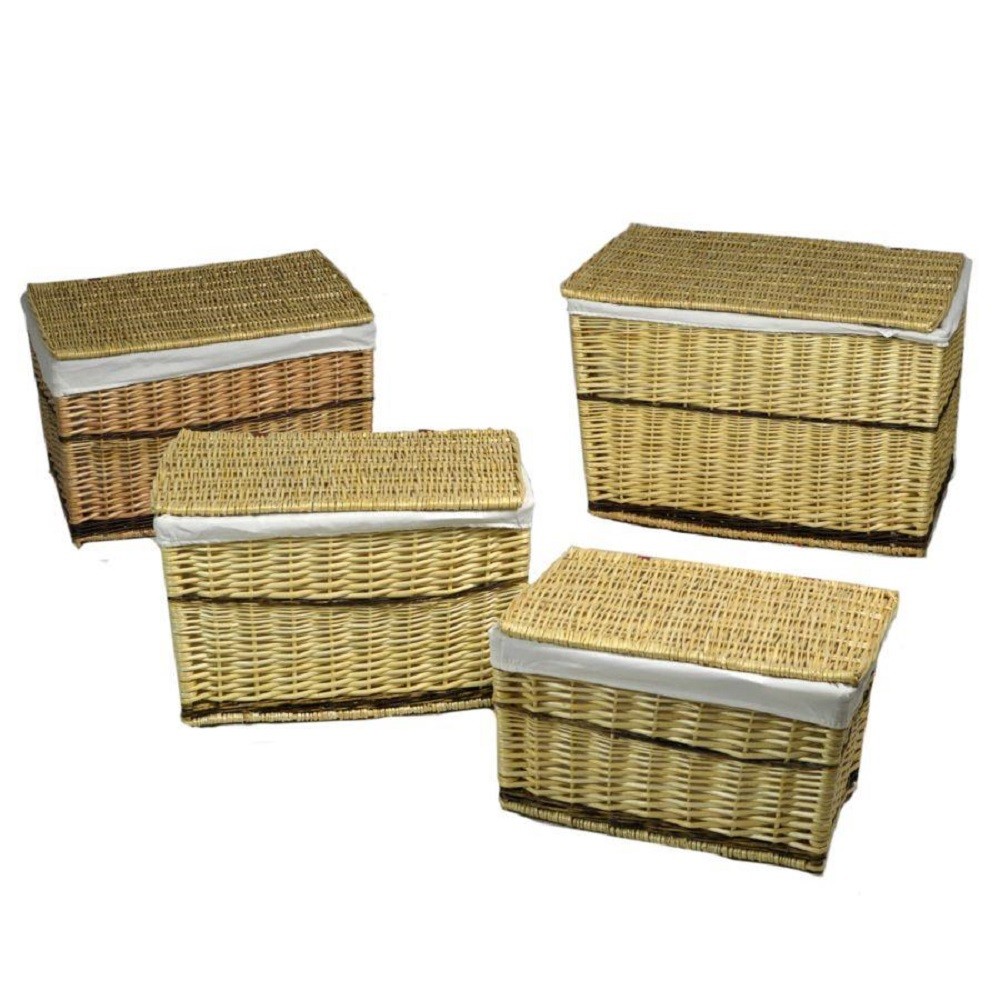 Baule in vimini foderato righe cm 54 x 75 x h 50