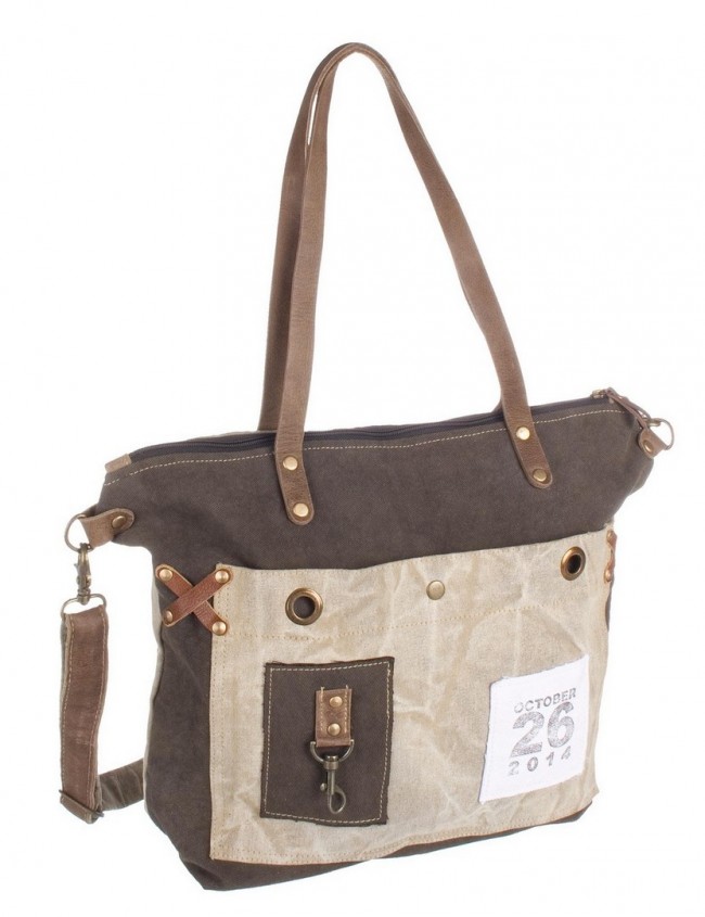 Borsa in cotone e pelle Legend 13197