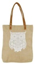 Borsa in iuta con decorazione gufo, 28x9x37 cm
