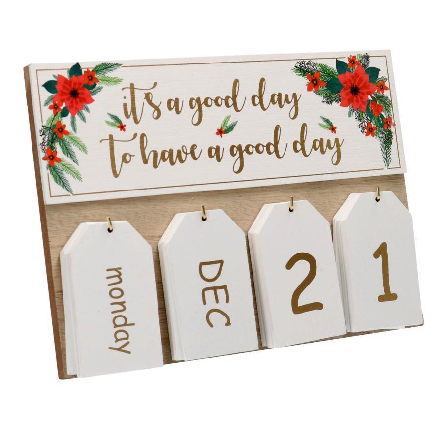 Calendario Legno Bianco Rettangolare 25x18x2,5 cm