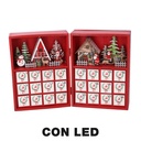 Calendario in legno con luci LED rosse 36x6x24 cm