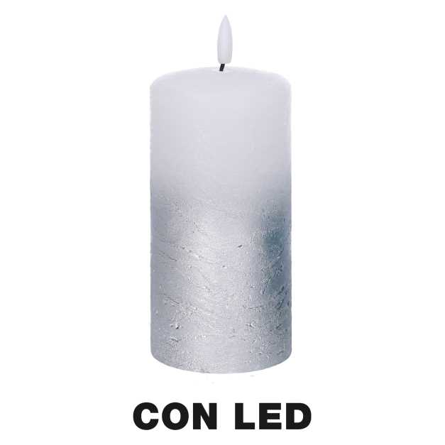 Candela Paraffina LED Argento 7,5x7,5x15 cm