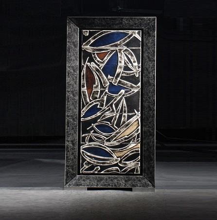 Cassettiera multicolore in similpelle e legno, 55x60x130.5