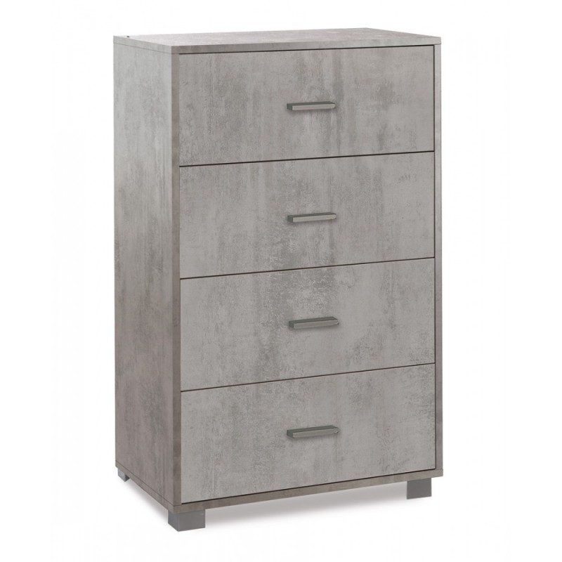 Cassettiera da camera quattro cassetti Beton Cemento 70x41x h112 cm