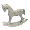 Cavallo a Dondolo in Legno Bianco 37x8x32 cm